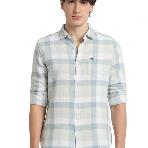 Men Slim Fit Striped Cotton Linen Casual Shirt