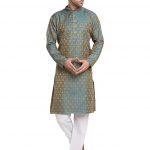 Men Silk Blend Jacquard Paisley Kurta & Churidar Set