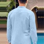 Men's Linen Shirts Casual Button Down Long Sleeve Shirt Solid Spread Collar Summer Beach Shirts with Pocket