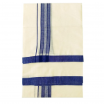 Mens Fancy Border 100% Cotton Cream Dhoti 4.00 Meters Double Mundu/Vesti