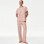 Women Pure Cotton Printed Round Neck Short Sleeves Night suit